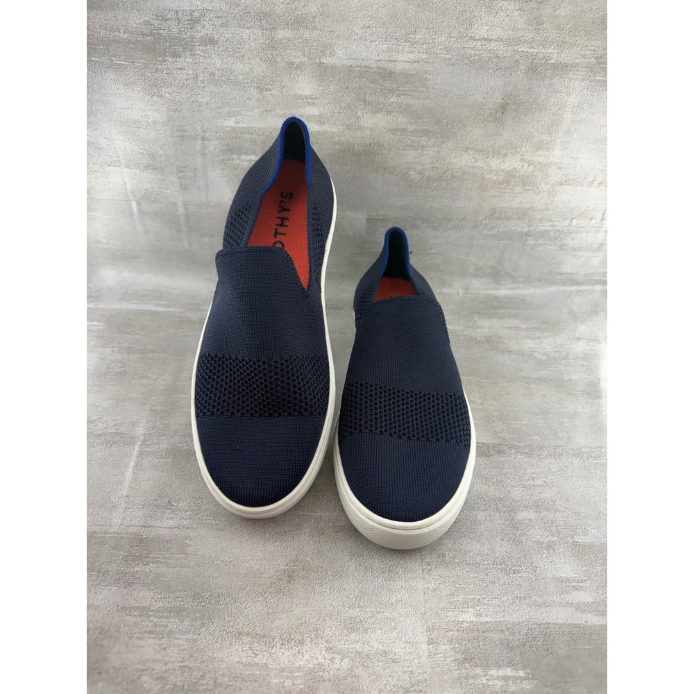 Rothys The Sneaker Navy Blue Knit Slip On Shoes Women Size 8.5